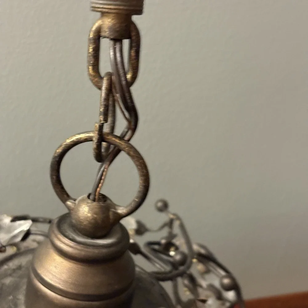 Wrought Iron Acrylic Crystal‎ Chandelier Bronze Wire Branch Crystal Cottage Look
